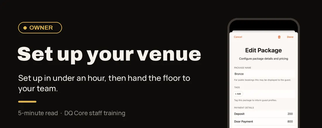 DQ Core training: Owner (Set up your venue)